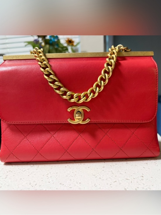 CHANEL Handbags - CHANEL Red Quilted Leather Shoulder Bag with Gold Hardware